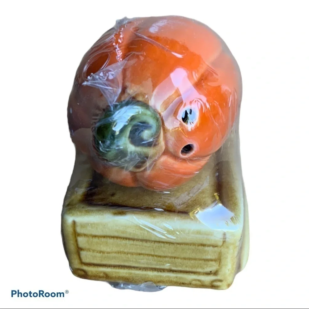 Salt Pepper Shaker Set Autumn Pumpkin Farm Truck Artisan Hand Painted Ceramic